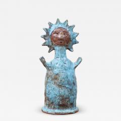 Stan Bitters Stan Bitters Sun People Glazed Turquoise Ceramic Sculpture - 3351195