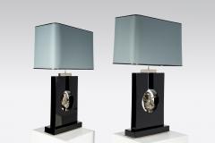Stan Usel Pair of Table Lamps Black Resin and Pyrite by Stan Usel - 1095094