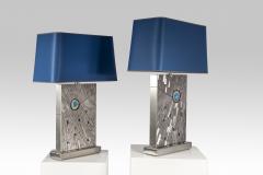 Stan Usel Pair of Table lamps in mosaic agate and lapis lazuli by Stan Usel - 836945