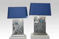 Stan Usel Pair of Table lamps in mosaic agate and lapis lazuli by Stan Usel - 836947