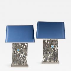 Stan Usel Pair of Table lamps in mosaic agate and lapis lazuli by Stan Usel - 837568