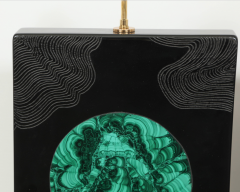 Stan Usel Pair of black resin and malachite table lamps by Stan Usel - 806269