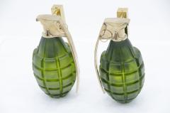 Stan Usel Pair of grenade sconces by Stan Usel green molten glass - 817765