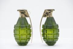 Stan Usel Pair of grenade sconces by Stan Usel green molten glass - 817768