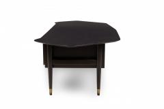 Standard Furniture Co Dark Wood Veneer and Brass Angular Top Executive Desk - 4172683