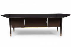 Standard Furniture Co Dark Wood Veneer and Brass Angular Top Executive Desk - 4172685