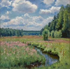 Stanislav Yulianovich Zhukovsky Russian Impressionist painting of a meadow by Zhukovsky - 2661246