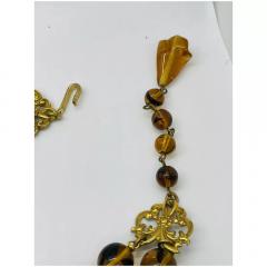 Stanley Hagler STANLEY HAGLER NYC Brass Tiger Eye Glass Drops Beaded Necklace Bracelet and Earr - 4054128