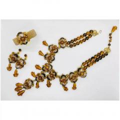 Stanley Hagler STANLEY HAGLER NYC Brass Tiger Eye Glass Drops Beaded Necklace Bracelet and Earr - 4054139