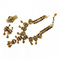 Stanley Hagler STANLEY HAGLER NYC Brass Tiger Eye Glass Drops Beaded Necklace Bracelet and Earr - 4054310