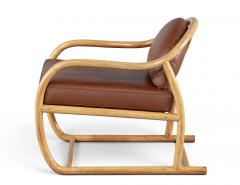 Stanley Jay Friedman Vintage 1970s Mid Century Modern Teak Cognac Leather Sculptural Lounge Chair - 4793183