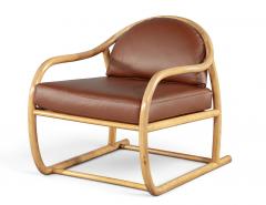 Stanley Jay Friedman Vintage 1970s Mid Century Modern Teak Cognac Leather Sculptural Lounge Chair - 4793185