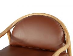 Stanley Jay Friedman Vintage 1970s Mid Century Modern Teak Cognac Leather Sculptural Lounge Chair - 4793187