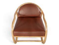 Stanley Jay Friedman Vintage 1970s Mid Century Modern Teak Cognac Leather Sculptural Lounge Chair - 4793189