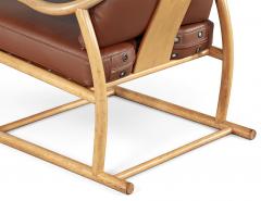 Stanley Jay Friedman Vintage 1970s Mid Century Modern Teak Cognac Leather Sculptural Lounge Chair - 4793191