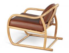 Stanley Jay Friedman Vintage 1970s Mid Century Modern Teak Cognac Leather Sculptural Lounge Chair - 4793192