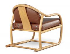 Stanley Jay Friedman Vintage 1970s Mid Century Modern Teak Cognac Leather Sculptural Lounge Chair - 4793193