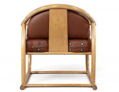 Stanley Jay Friedman Vintage 1970s Mid Century Modern Teak Cognac Leather Sculptural Lounge Chair - 4793194