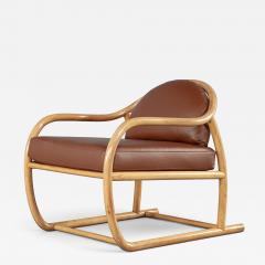 Stanley Jay Friedman Vintage 1970s Mid Century Modern Teak Cognac Leather Sculptural Lounge Chair - 4793290