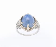 Star Sapphire and Diamond Platinum Ring - 1903159