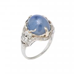 Star Sapphire and Diamond Platinum Ring - 2047479