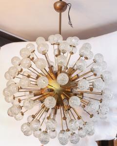 Starburst Sputnik Chandelier with Brass Frame and Flower Shaped Glass 1980s - 1589458