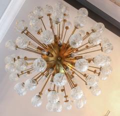 Starburst Sputnik Chandelier with Brass Frame and Flower Shaped Glass 1980s - 1589461