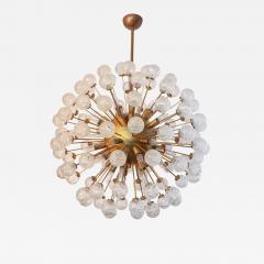 Starburst Sputnik Chandelier with Brass Frame and Flower Shaped Glass 1980s - 1589924