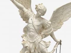 Statue of Saint Michael the Archangel Composite Marble Base Italy 20th c  - 4384742