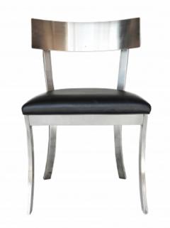 Steel And Black leather Klismos Style chairs - 1219758