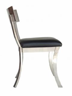 Steel And Black leather Klismos Style chairs - 1219760