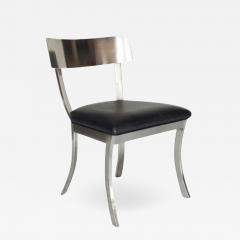 Steel And Black leather Klismos Style chairs - 1220403