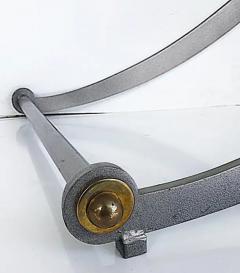 Steel Brass X Frame Sabre Leg Console Table with Glass Top - 3509596