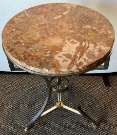 Steel and Bronze Jansen Claw Foot Bouilliotte or End Table with a Marble Top - 1467638