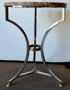 Steel and Bronze Jansen Claw Foot Bouilliotte or End Table with a Marble Top - 1467640