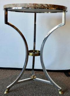 Steel and Bronze Jansen Claw Foot Bouilliotte or End Table with a Marble Top - 1467641