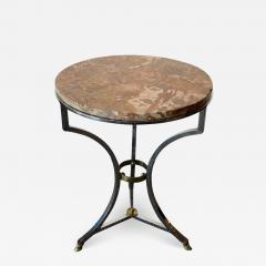 Steel and Bronze Jansen Claw Foot Bouilliotte or End Table with a Marble Top - 1468636
