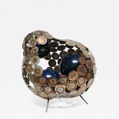 Steel and Enameled Porcelain Abstract Brutalist Table Sculpture - 392337
