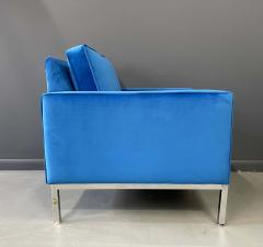 Steelcase Co Steelcase Chromed Steel Lounge Chair Draped in Blue Velvet Midcentury - 1946017