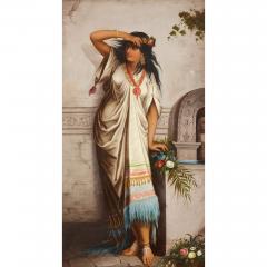 Stefan Bakalowicz Late 19th century antique Orientalist oil painting of a young woman - 3928214