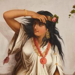 Stefan Bakalowicz Late 19th century antique Orientalist oil painting of a young woman - 3928233