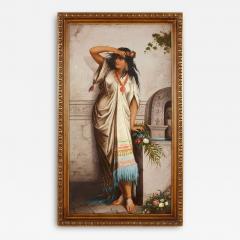 Stefan Bakalowicz Late 19th century antique Orientalist oil painting of a young woman - 3930969