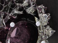 Stefano Toso Clear and Purple Rostrato Murano Glass Vases by Toso Italy 2022 Signed - 3022089