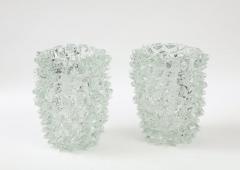 Stefano Toso Pair of Clear Rostrato Murano Glass Vases by Toso Italy 2022 Signed - 2556381