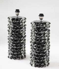 Stefano Toso Pair of Clear and Black Rostrato Murano Glass Lamps by Toso Italy 2022 Signed - 2557016