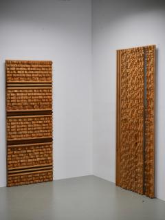 Stefano d Amico Set of 2 Wall Panels by Stefano d Amico in Ash and Brass Italy 1970s - 4088033