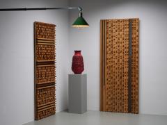 Stefano d Amico Set of 2 Wall Panels by Stefano d Amico in Ash and Brass Italy 1970s - 4088035