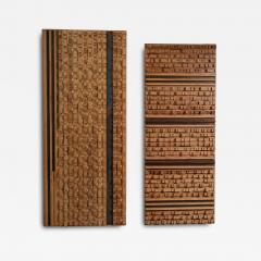 Stefano d Amico Set of 2 Wall Panels by Stefano d Amico in Ash and Brass Italy 1970s - 4088251