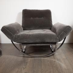 Stendig Co Mid Century Button Tufted Chair Ottoman in Chrome Graphite Mohair by Stendig - 1540140