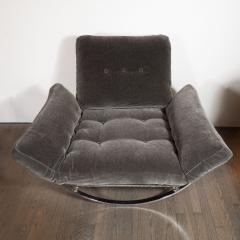 Stendig Co Mid Century Button Tufted Chair Ottoman in Chrome Graphite Mohair by Stendig - 1540141